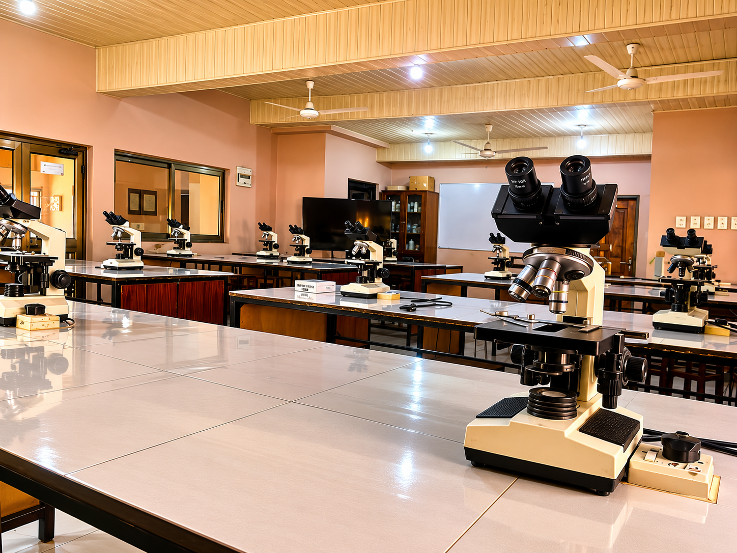 Well-equipped practical laboratory with modern microscopes